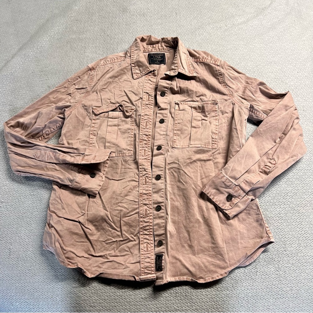 Abercrombie & Fitch Blush Mauve Pink Cotton Blend Button Down Shirt Size Small